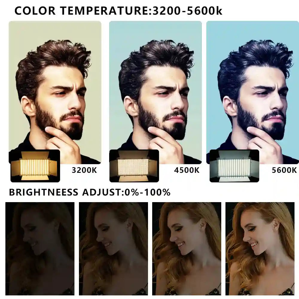 LED Video Light with Tripod Stand - Dimmable Bi-Color Studio Kit Tidesmit