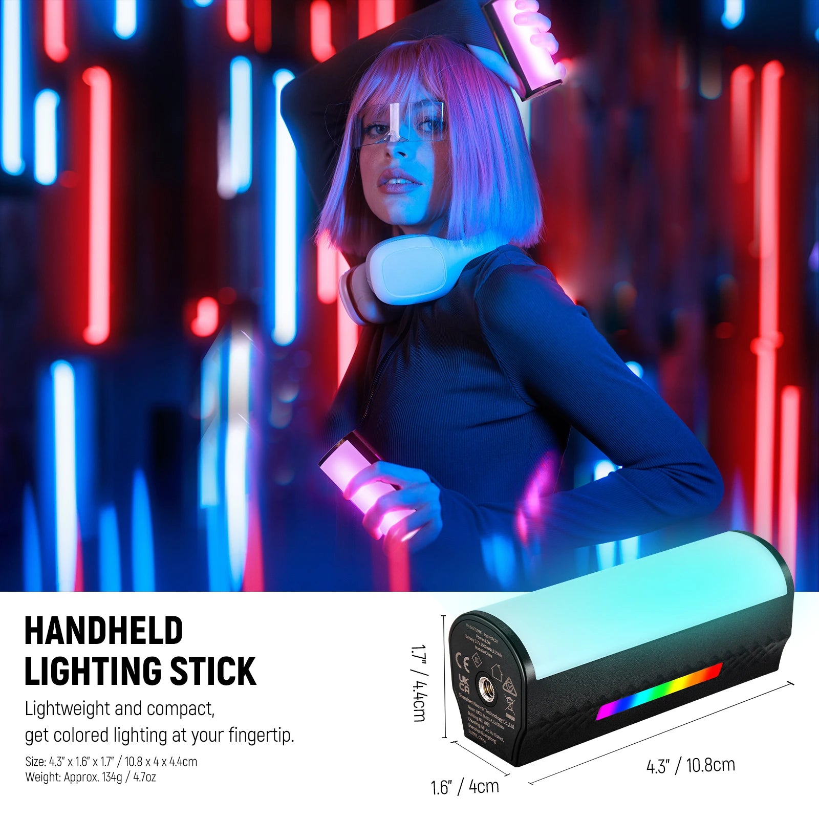 Magnetic RGB LED Light Wand - App-Controlled Content Creation Lighting Tidesmit