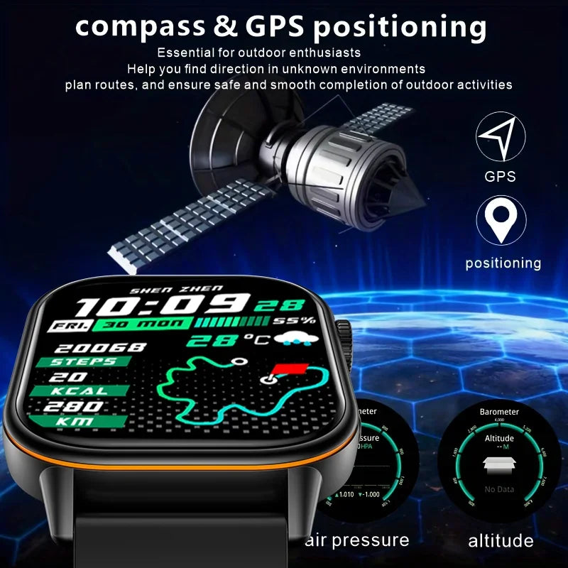 New Smartwatch Sports GPS tracker AMOLED Men Compass Military Outdoor Sports Bluetooth Call Watch 2.01 inch HD screen for Andrio