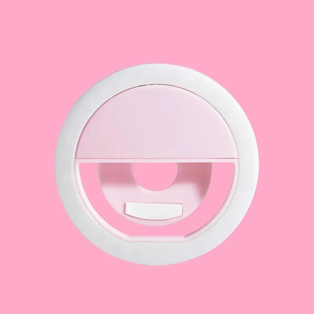 LED Selfie Ring Light, 3-Level Brightness, Portable USB Pink Pink Tidesmit