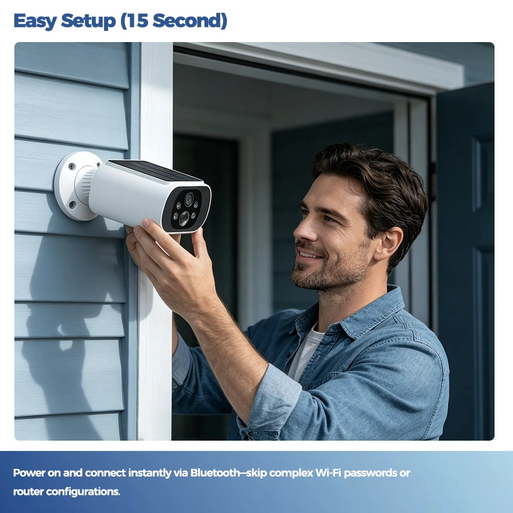 ALEVIO 2.5K Outdoor Solar Camera Wireless Cam WIFI Ultra Standby Time PIR Motion Light Color Night Vision AI Detect Battery Cam