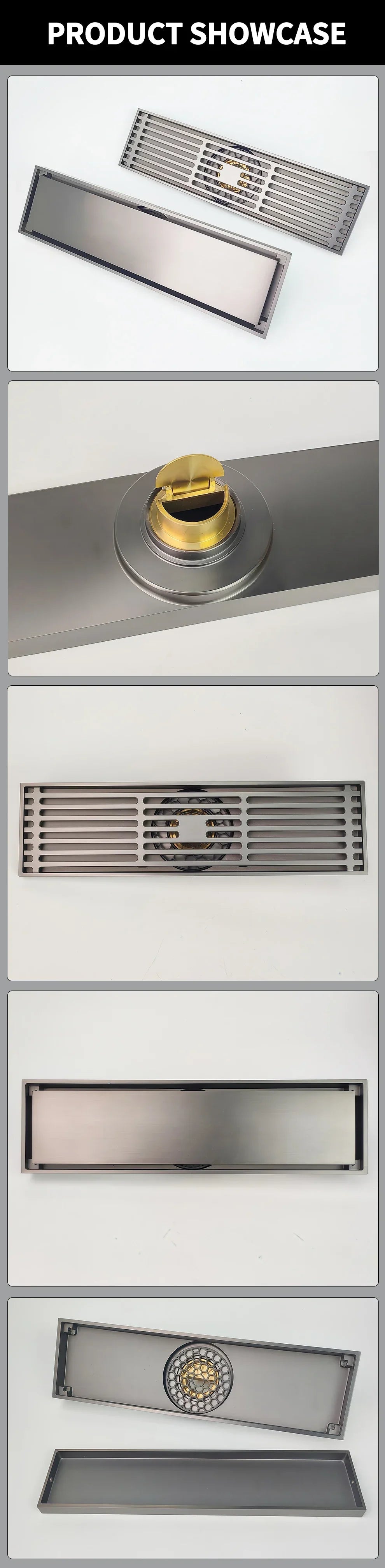 30x8cm Stainless Steel Linear Floor Drain Tile Insert Invisible Shower Waste Grate Anti Odor Hair Strainer Bathroom Wet Room Use