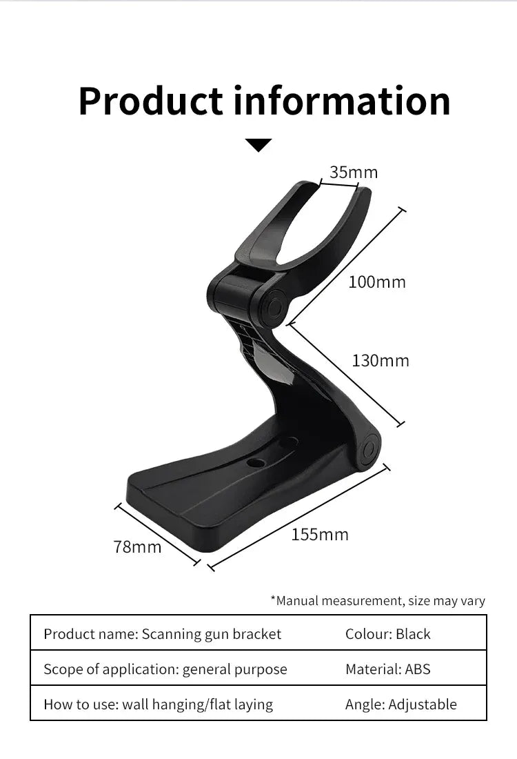 Universal Adjustable Barcode Scanner Stand Barcode Reader Stand, Large Base, Removable, Super Stable, Compatible with All Types
