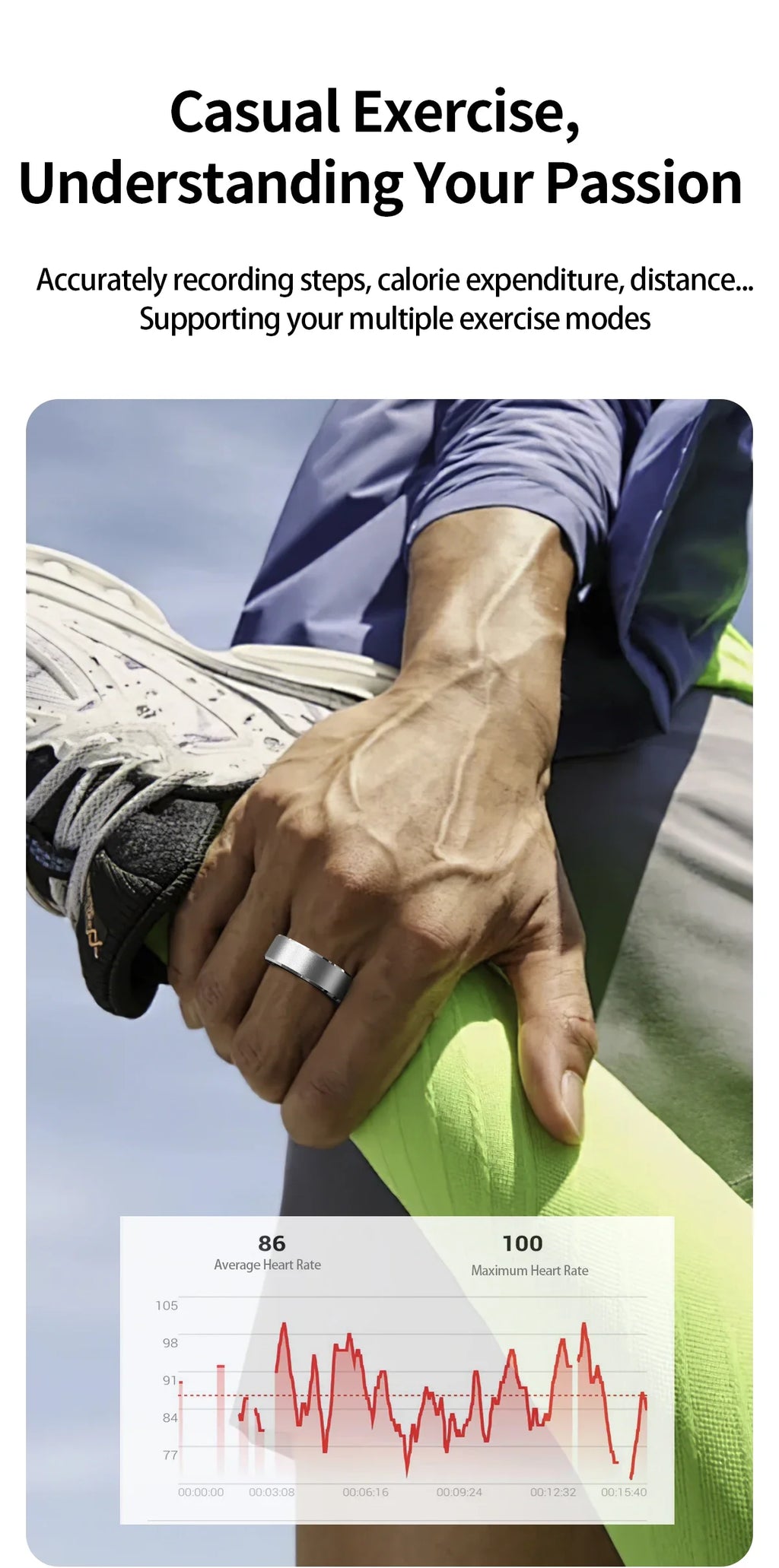 Smart Health Ring Fitness Tracker with Heart Rate & Oxygen Monitor Tidesmit