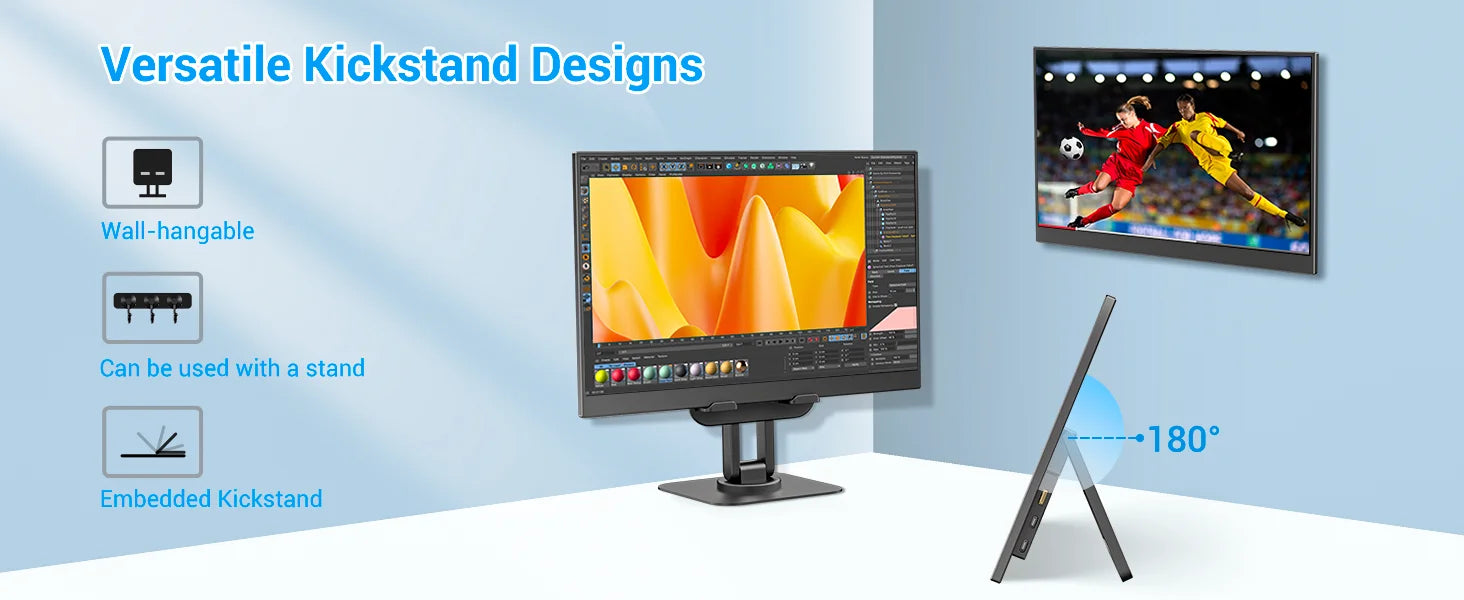 VEOUT 14-inch Portable Laptop Display, 1080P FHD Frameless IPS Ultra-Thin Travel Monitor with Adjustable Stand, Sleek Lightweight Design, Lag-Free Smooth Motion, Great for Daily Remote Office Work