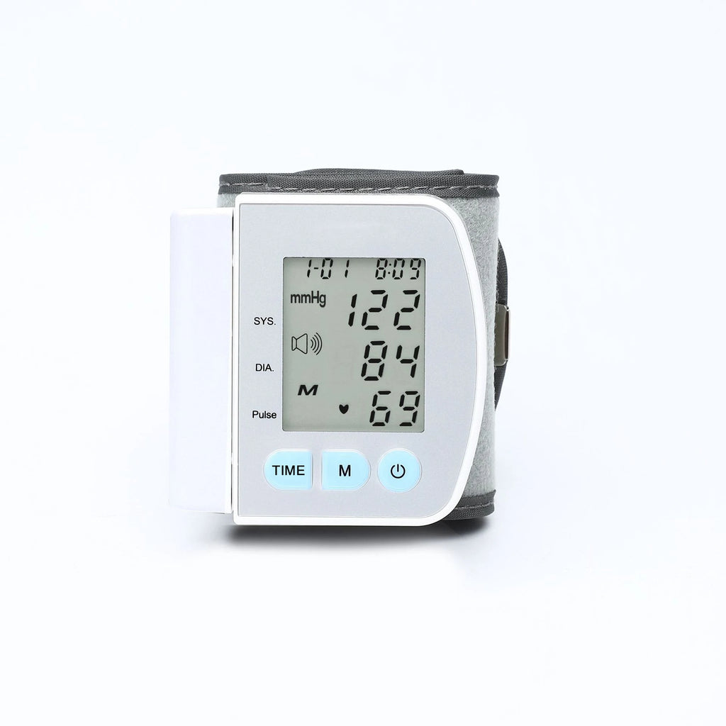 Smart LCD Screen English Voice Broadcast Wrist Blood Pressure Monitor Digital Automatic BP Tonometer Heart Rate Sphygmomanometer
