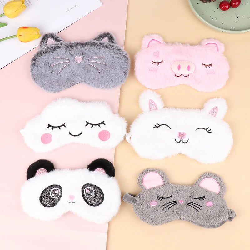1pc Sleeping Mask Sleeping Blindfold Soft Plush Eye Masks Cute Cat Eye Cover Plush Mask Eyepatch Nap Health Eye Cover