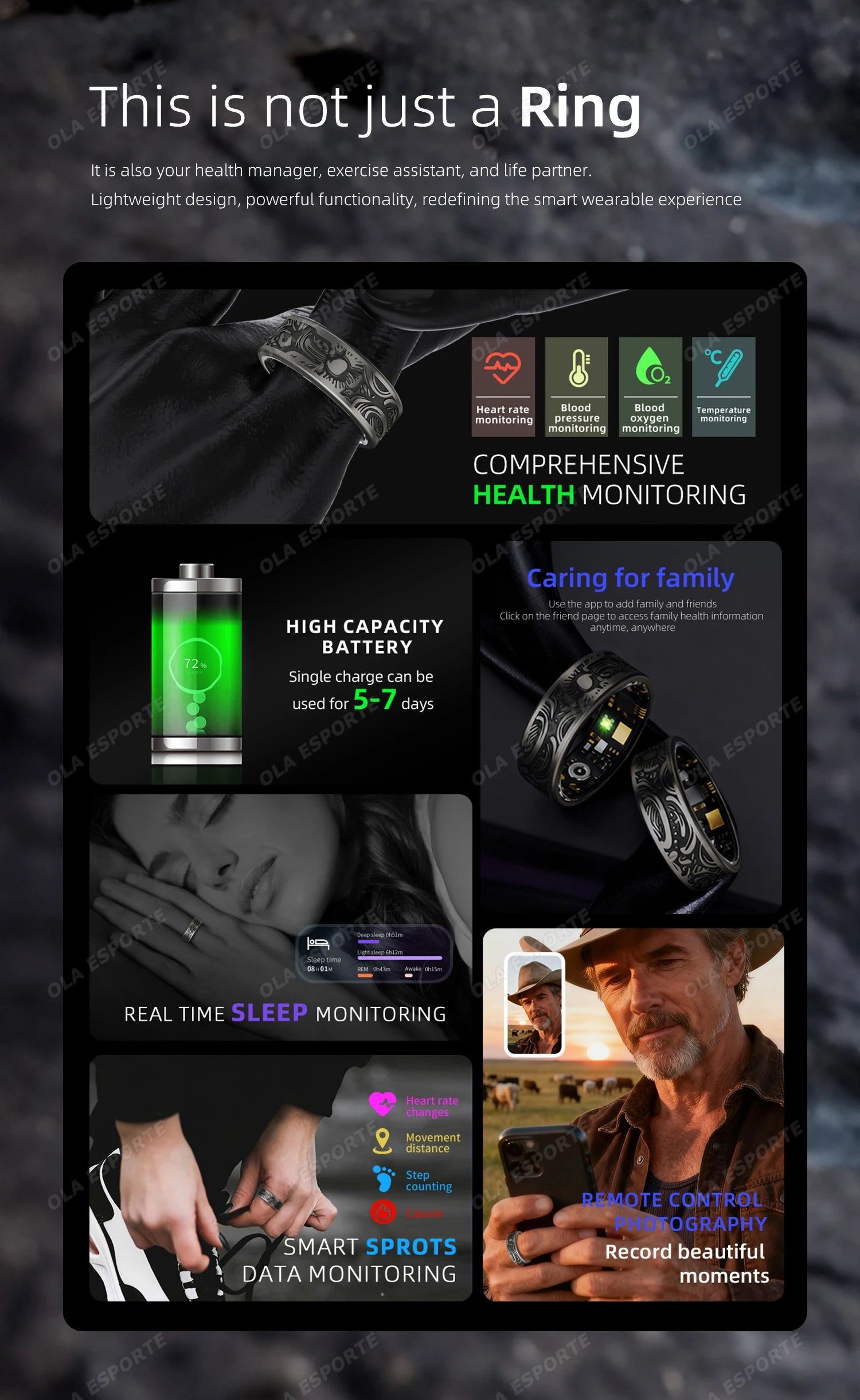 Smart Health Ring Fitness Tracker - Waterproof Biometric Monitor Tidesmit