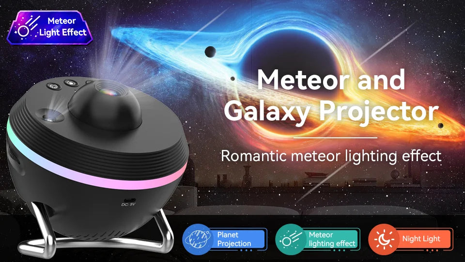 Galaxy Star Projector 12-in-1 Lamp - Rotating Night Light Black Tidesmit