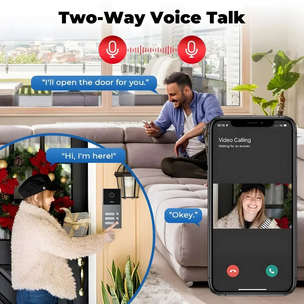 2/3/4 Unit Home Video Intercom for Apartments Residential Intercom Doorbell Wifi Video Door Phone System with RFID Card Unlock
