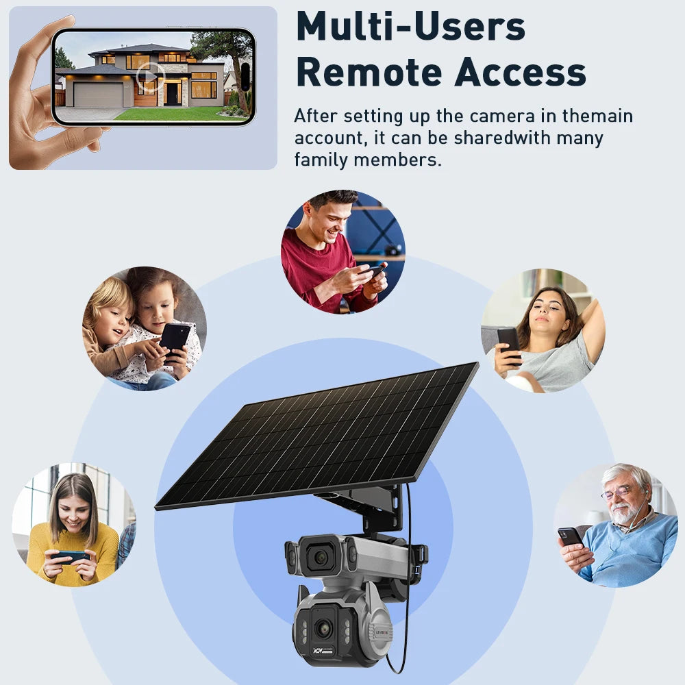 LS VISION Outdoor Surveillance Solar Camera 4g 12X Optical Zoom Cctv Home Cam With 24/7 Video Recording Dual Screen AOV Tracking