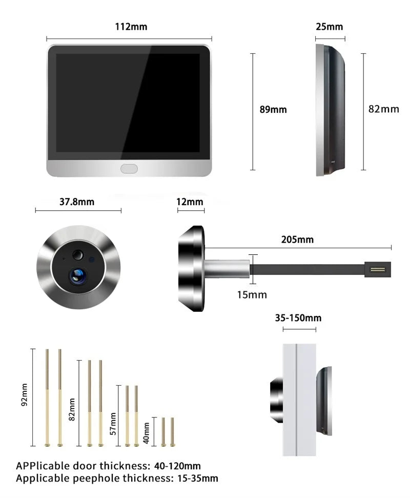 Tuya Smart Security Home Digital Door Peephols With 4.3inch Screen 3MP Wireless 2.4G Wifi Video Eye Door Camera Built-in Mic