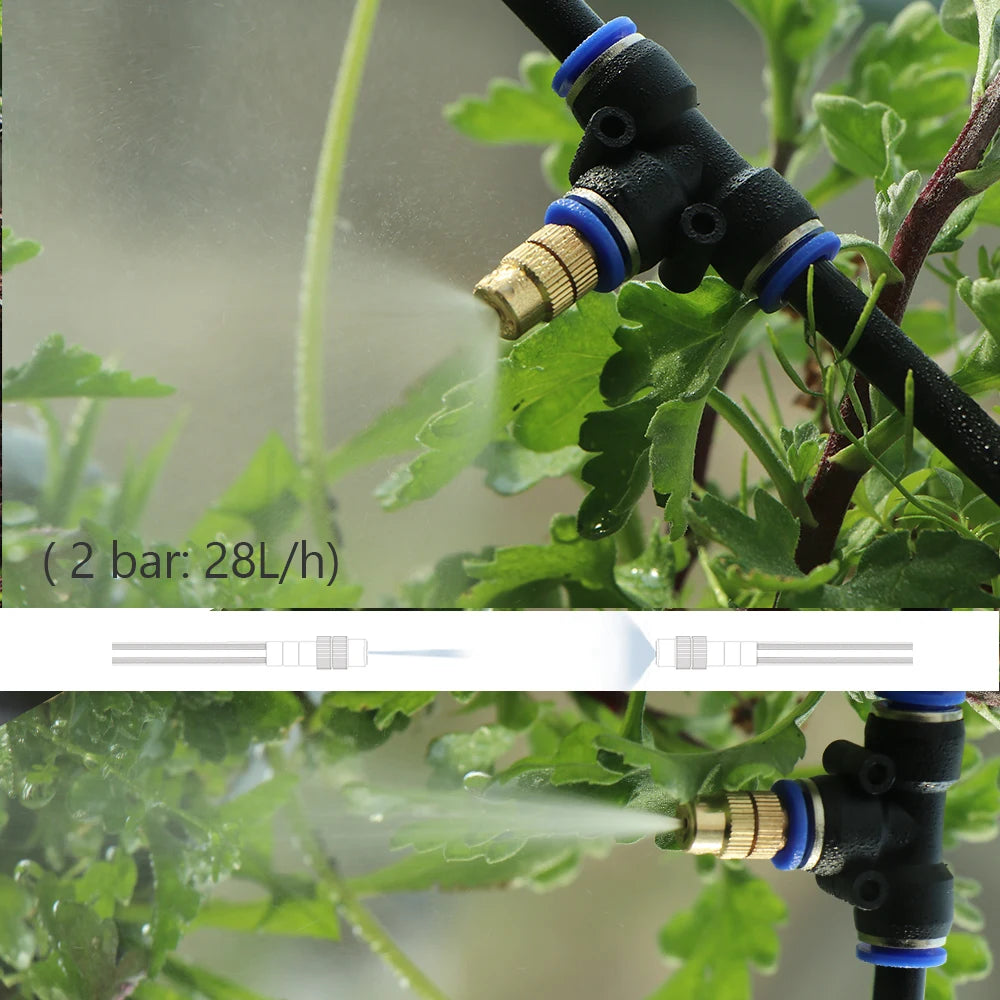 30-5M Outdoor Garden Adjustable Brass Nozzle Atomizer Kit 5/8mm Hose Nebulization Humidification Cool Watering System Lawn Spray