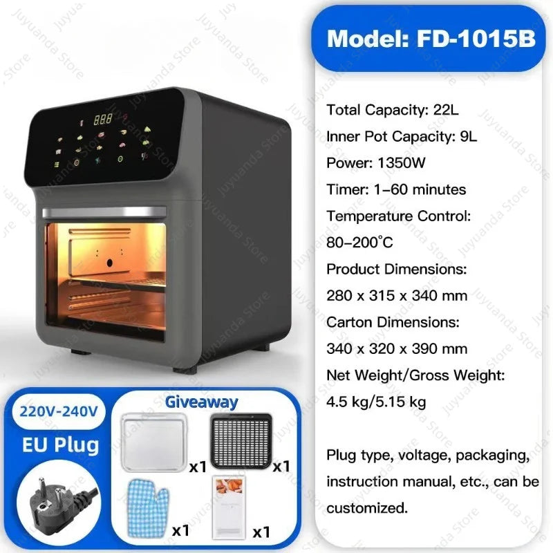 2026 New Air Fryer Large Capacity Touch Screen Visual Household Multifunctional Electric Oven