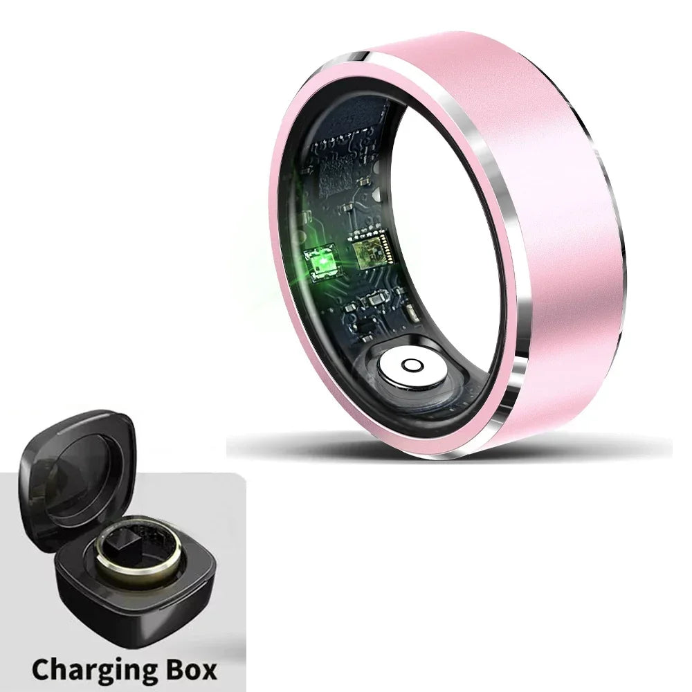 For HUAWEI XIAOMI SAMSUNG Smart Ring Men, Heart Rate Blood Oxygen Pressure Monitor Smartring for Women Sleep Fitness Tracker New Pink Tidesmit