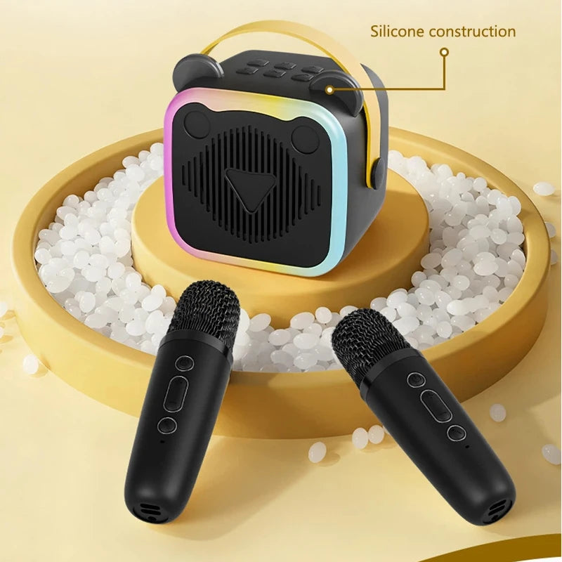 K10 Wireless Bluetooth Speaker With 2 Microphone RGB Light Outdoor Home Karaoke Voice Change Mini Speaker for Family Gifts