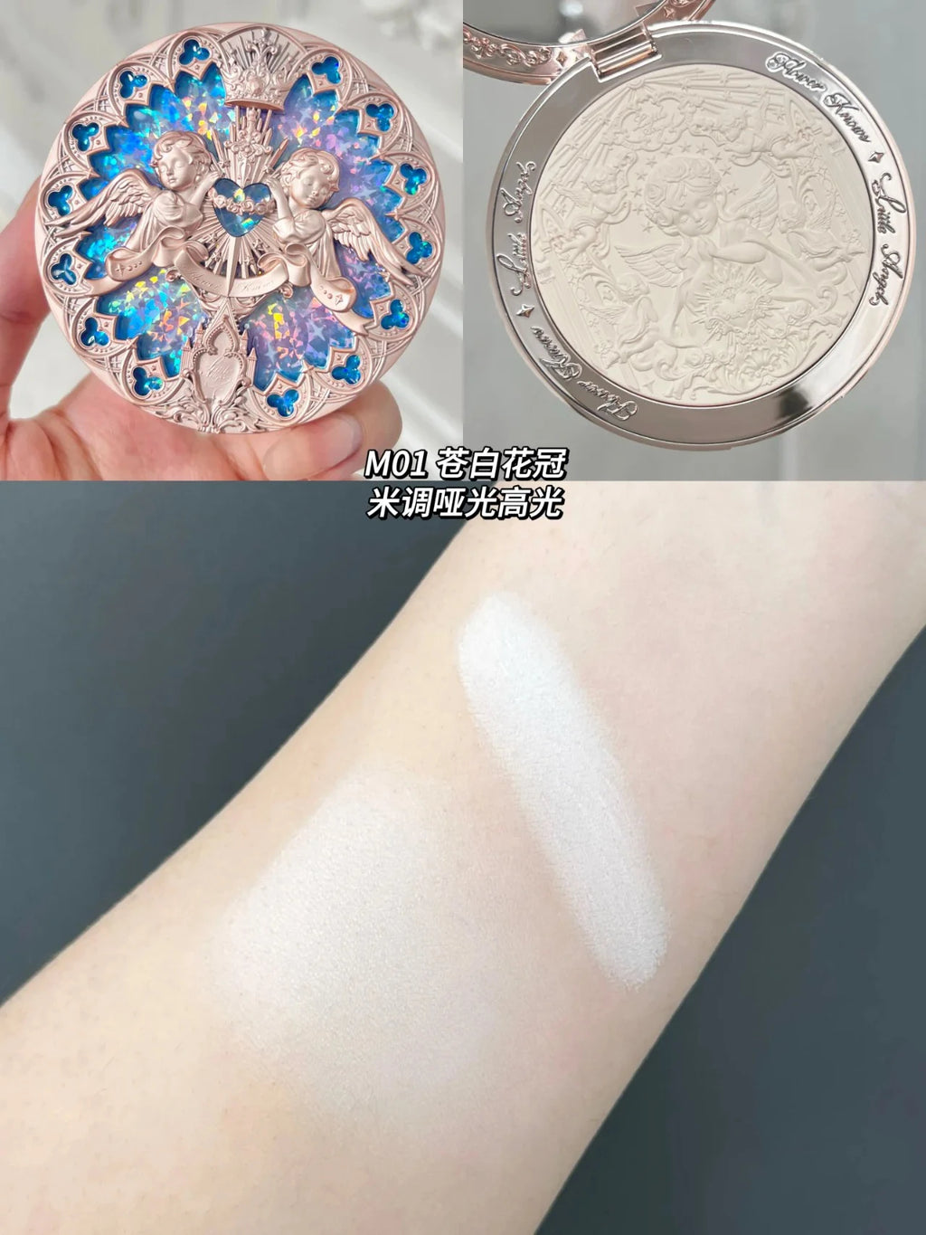 Tidesmit Flower Knows Little Angel Relief Highlighter palette face makeup texture close-up