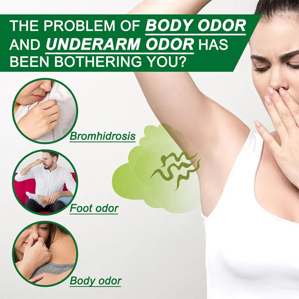 Natural plant extract underarm deodorant cream for sweat and odor removal in white packaging, summer skincare solution.