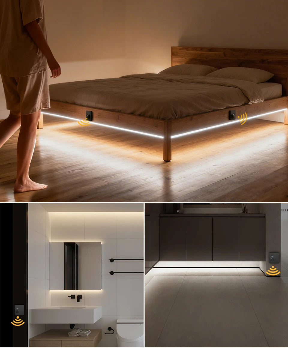 One/Dual Motion Sensor Switch COB Neon LED Strip Night Lights Wireless RF Reciever Control Smart Switch LED Corridor Stair Light