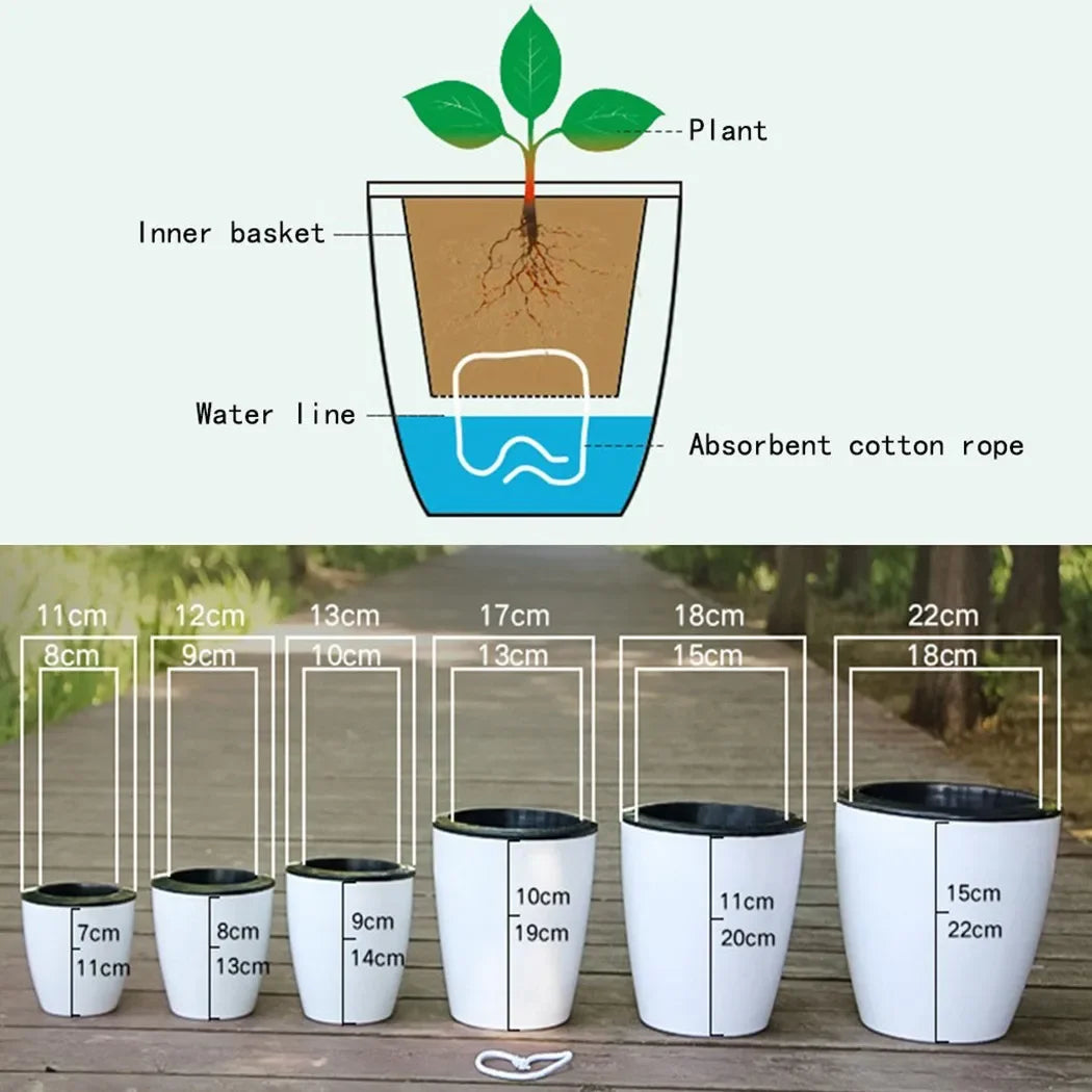 Lazy Flower Pot Self-Watering Plant Flower Pot Planter  For Soilless Planting Flowers Tabletop Bonsai Decor Home Garden Supplies