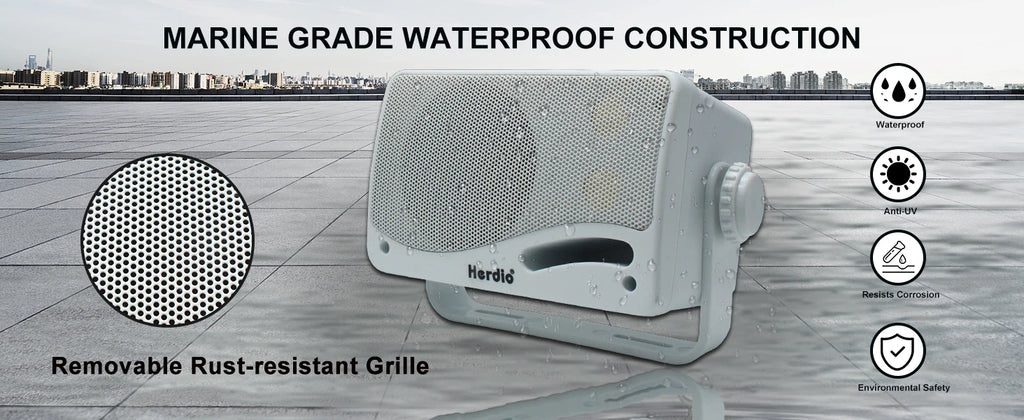 Herdio 3.5inch Outdoor Speaker 200W Waterproof Wall Mount Speakers HiFi Passive Wired 3 Way Premium Mountable Speake Black
