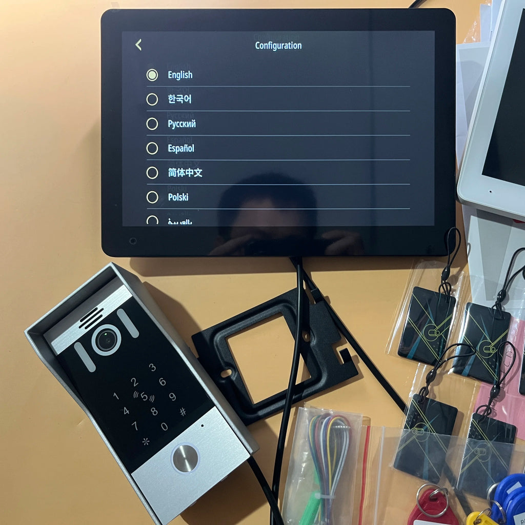 5in1 Unlock Doorbell 10inch 1080P Touch Monitor Video Intercom System Home intercom with Fingerprint IC Card Unlock for apartmen