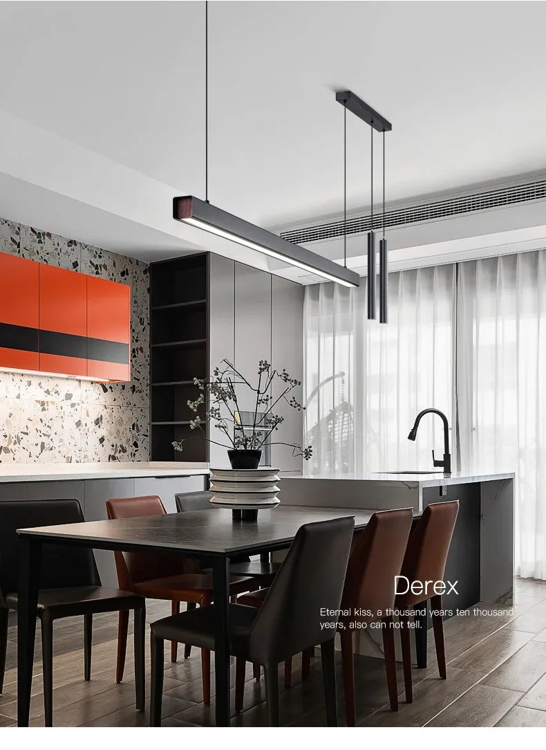 Modern Minimalist LED Ring Light | Nordic Linear Dining Chandelier Tidesmit