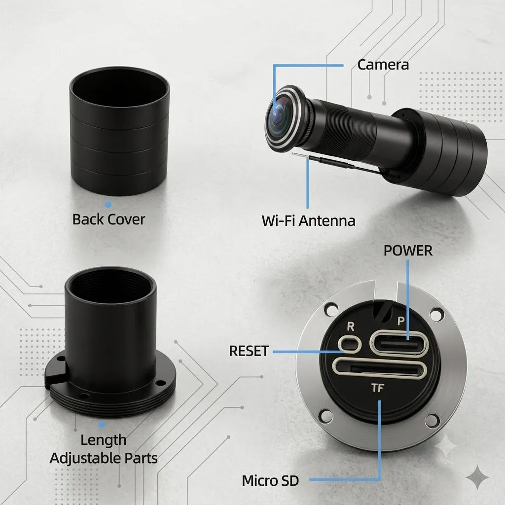 3MP 2K HD 180° Video Doorbell Peephole Camera, Two-Way Audio, Motion Detect, Tuya SmartLife, 2.4G/5G Dual WiFi, EU/US/UK/AU Plug