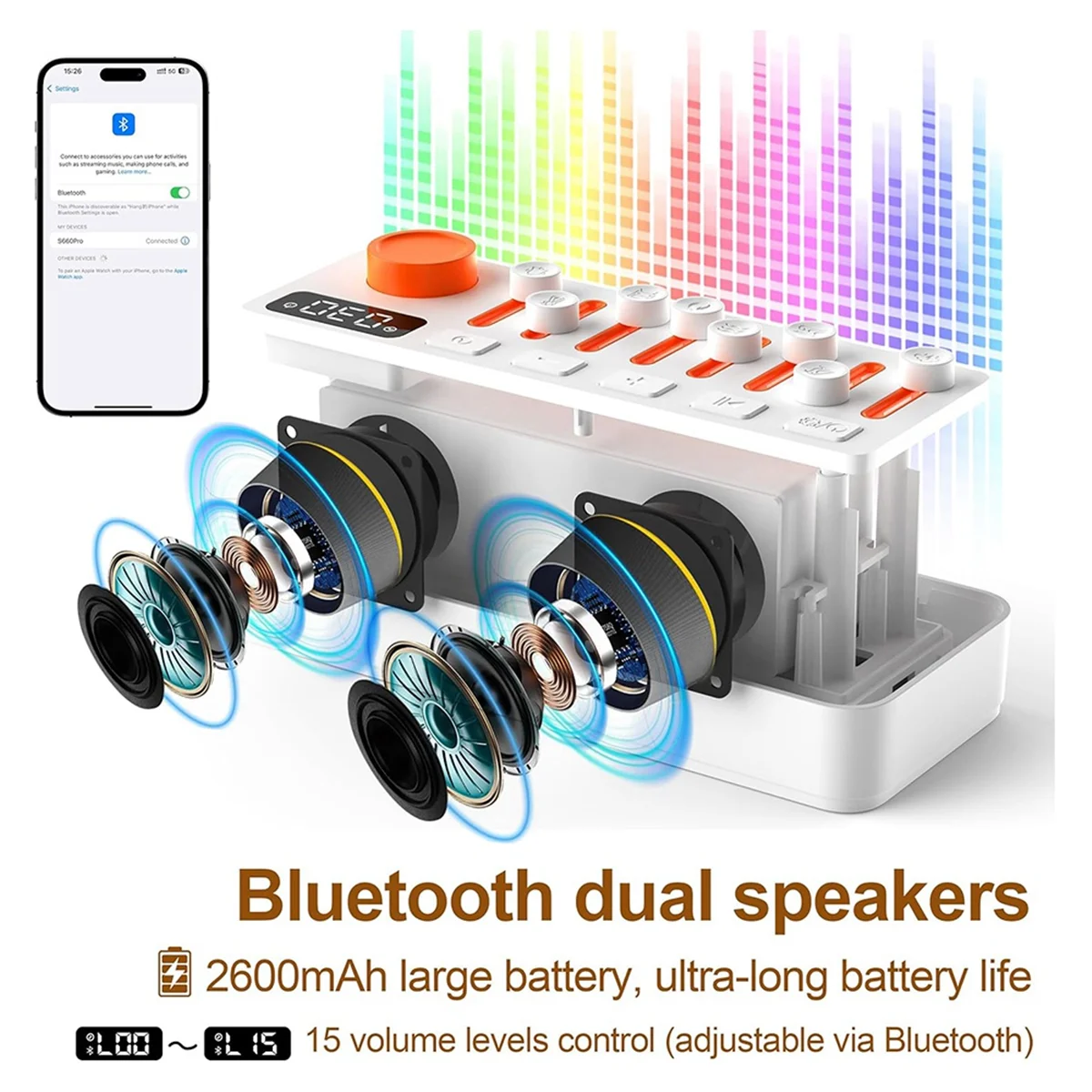 HIHI White Noise Sleep Sound Machine with 8 , Portable Bluetooth Speaker, 12 Colors Night Lights