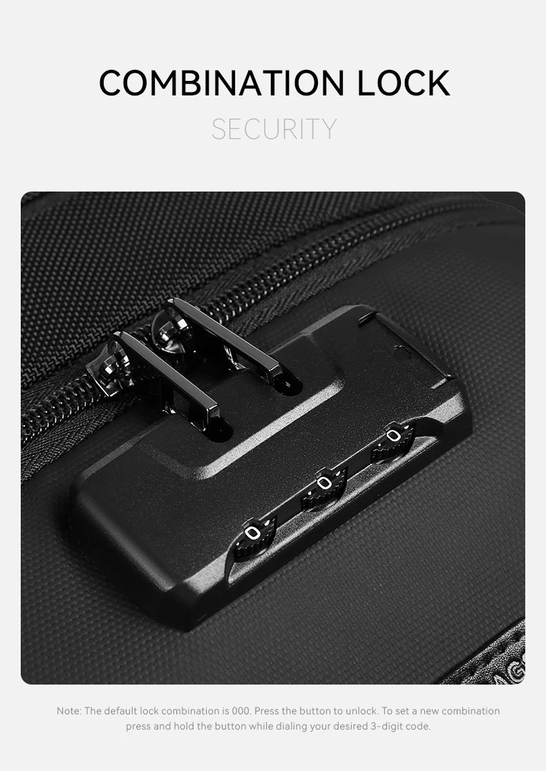 ReeYee N6 6L Sling Chest Bag, Combination Lock Security Crossbody Pack, Unique Design with Smart Organization Compartments