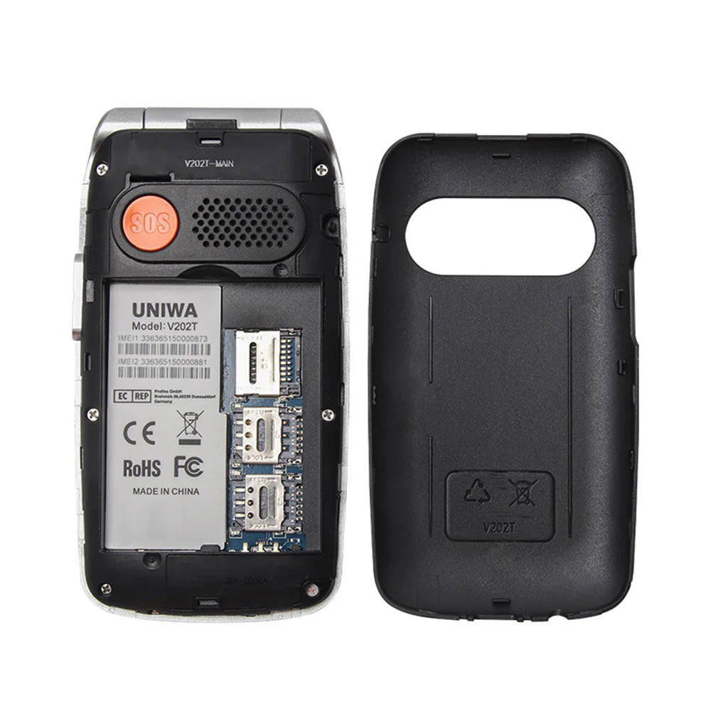 UNIWA V202T 4G Flip Phone Large Button for Elderly Mobile Phone 2.4Inch Screen 1450mAh With Emergency Call Button Global Version