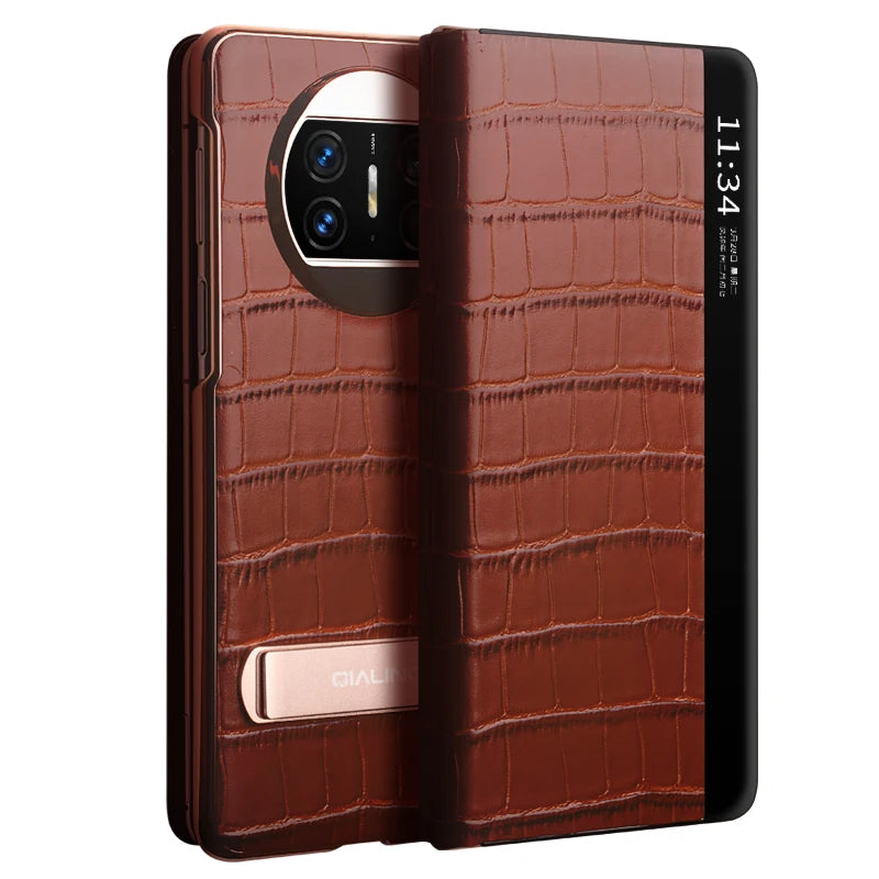 Huawei Mate X3 Genuine Leather Case with Kickstand - Brown Brown China Mainland Tidesmit