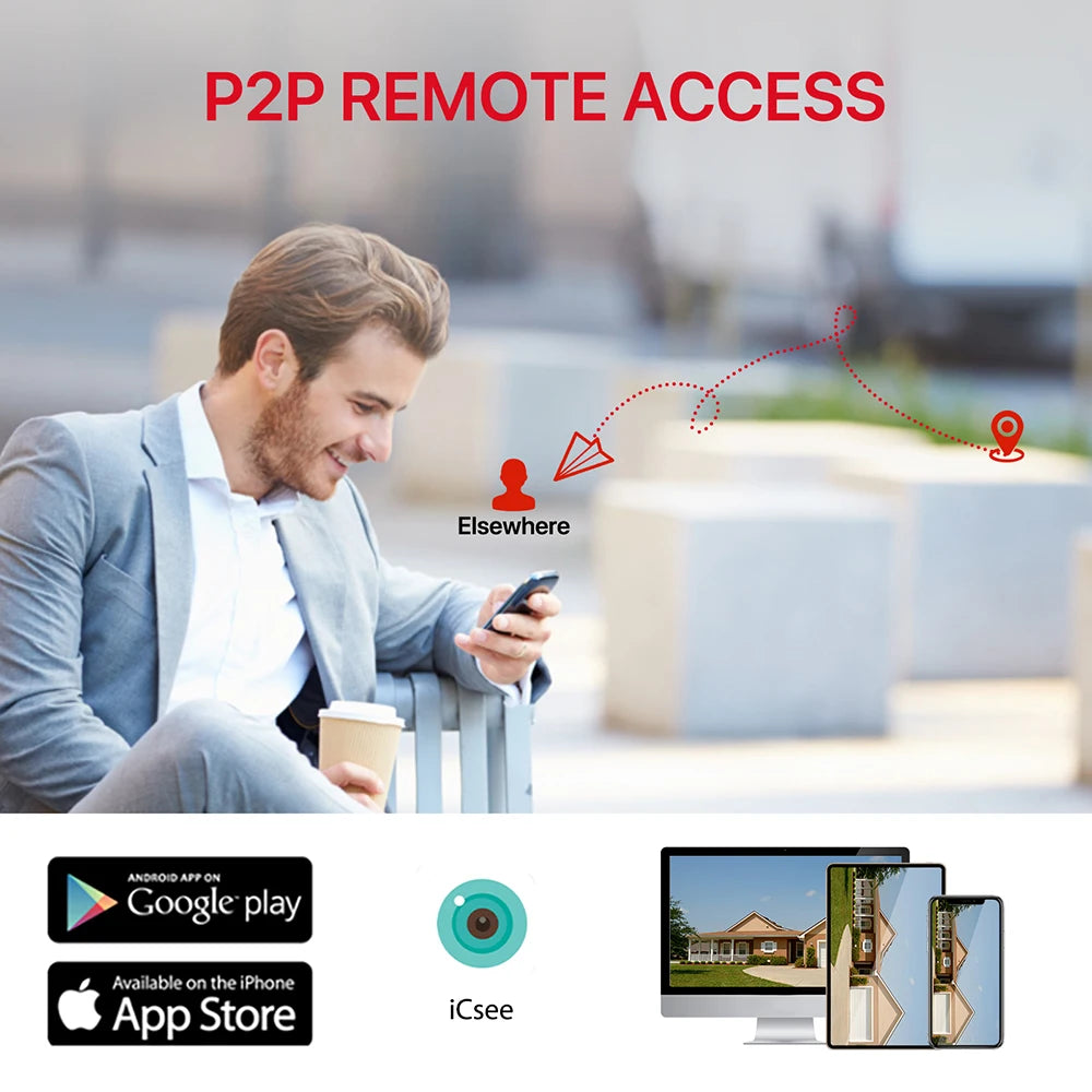 Outdoor Wifi PTZ Camera 4K 8MP HD Dual-Lens Dual Screen Camera AI Auto Tracking 4MP Video Surveillance Police Light Alarm iCSee
