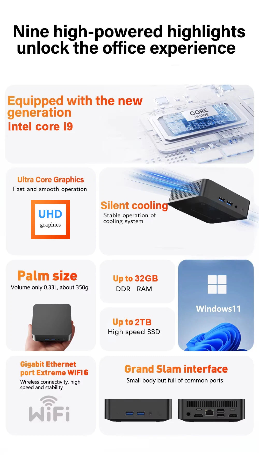 2026 intel i9 10980HK N150 Mini PC Protable Gaming 16/32GB RAM WIFI6 BT5.2 4K 1/2TB SSD 1000Mbps Mini Gamer Computer PC