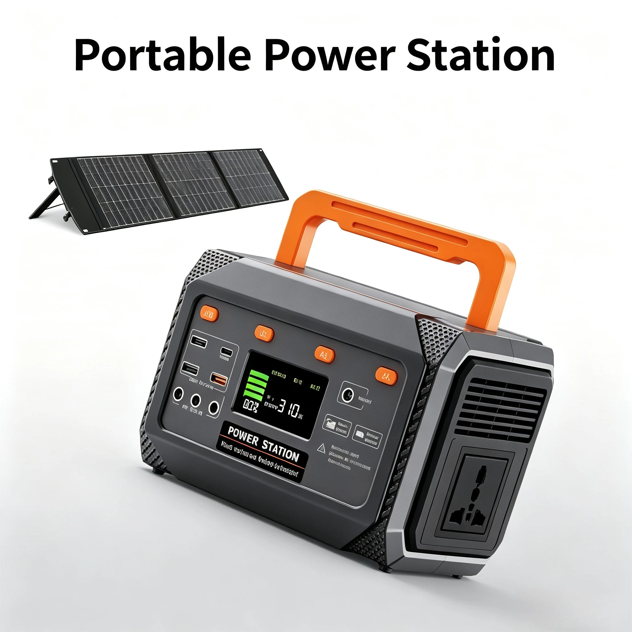 300W Portable Solar Energy Storage Power Station, Outdoor Mobile Photovoltaic Generator, 230V Output for Camping Travel Home Use