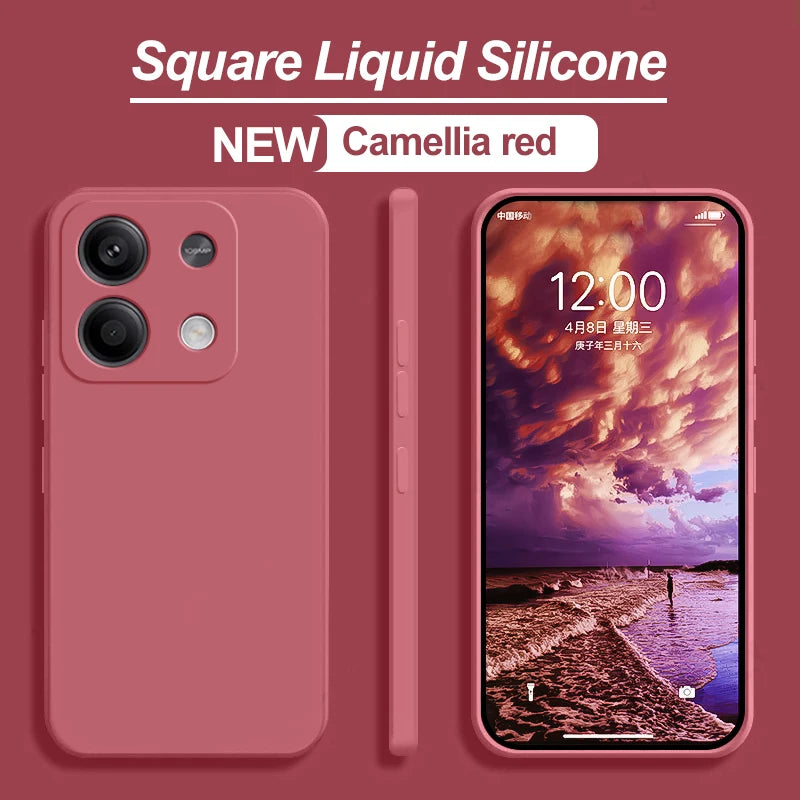 Redmi Note 13 Liquid Silicone Case - Slim Shock-Absorbing Cover Camellia red Tidesmit