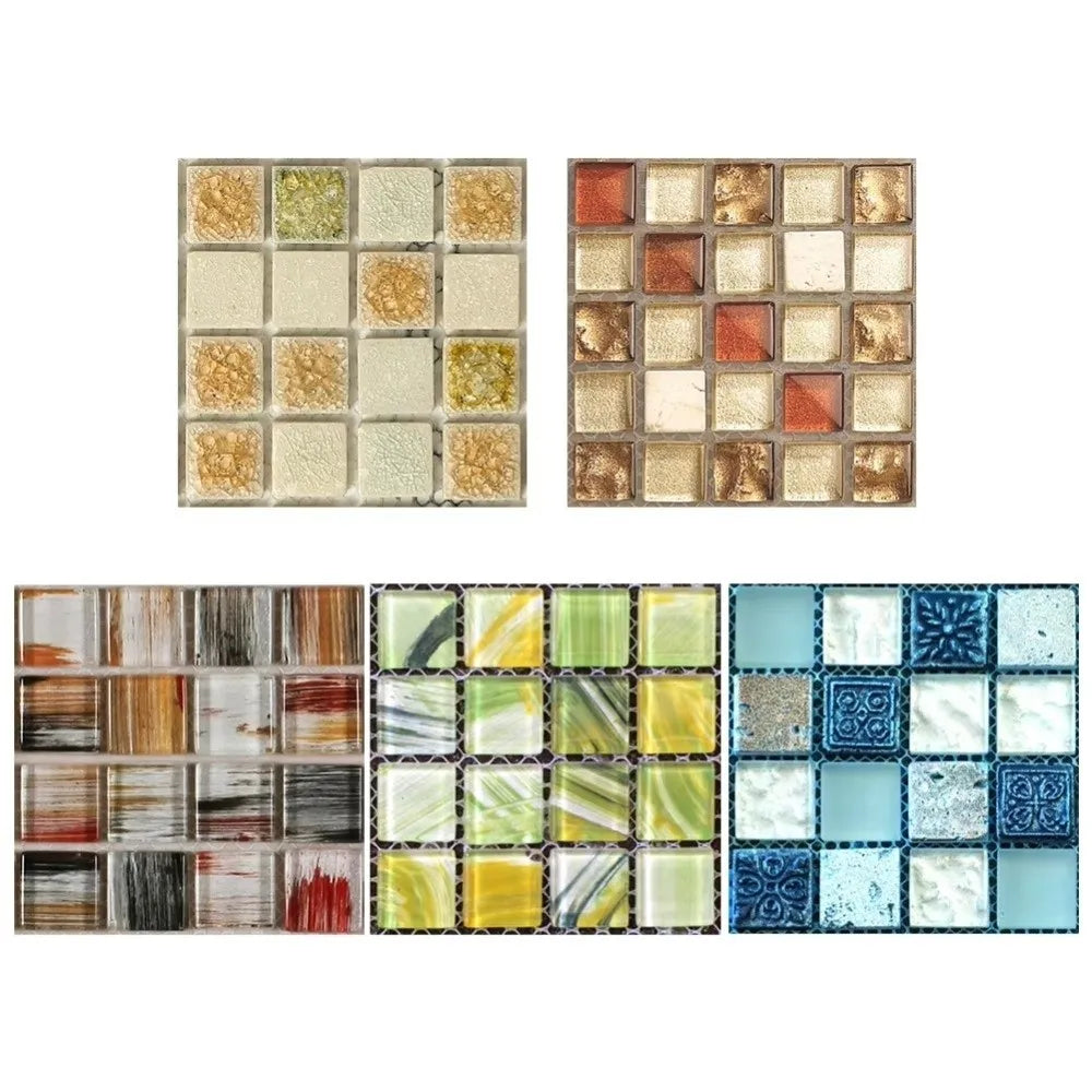 20pcs/set New Self Adhesive Wall Sticker Waterproof Flat 3D Mosaic Tile Wallpaper Oil Resistant Art Decals For Living Room