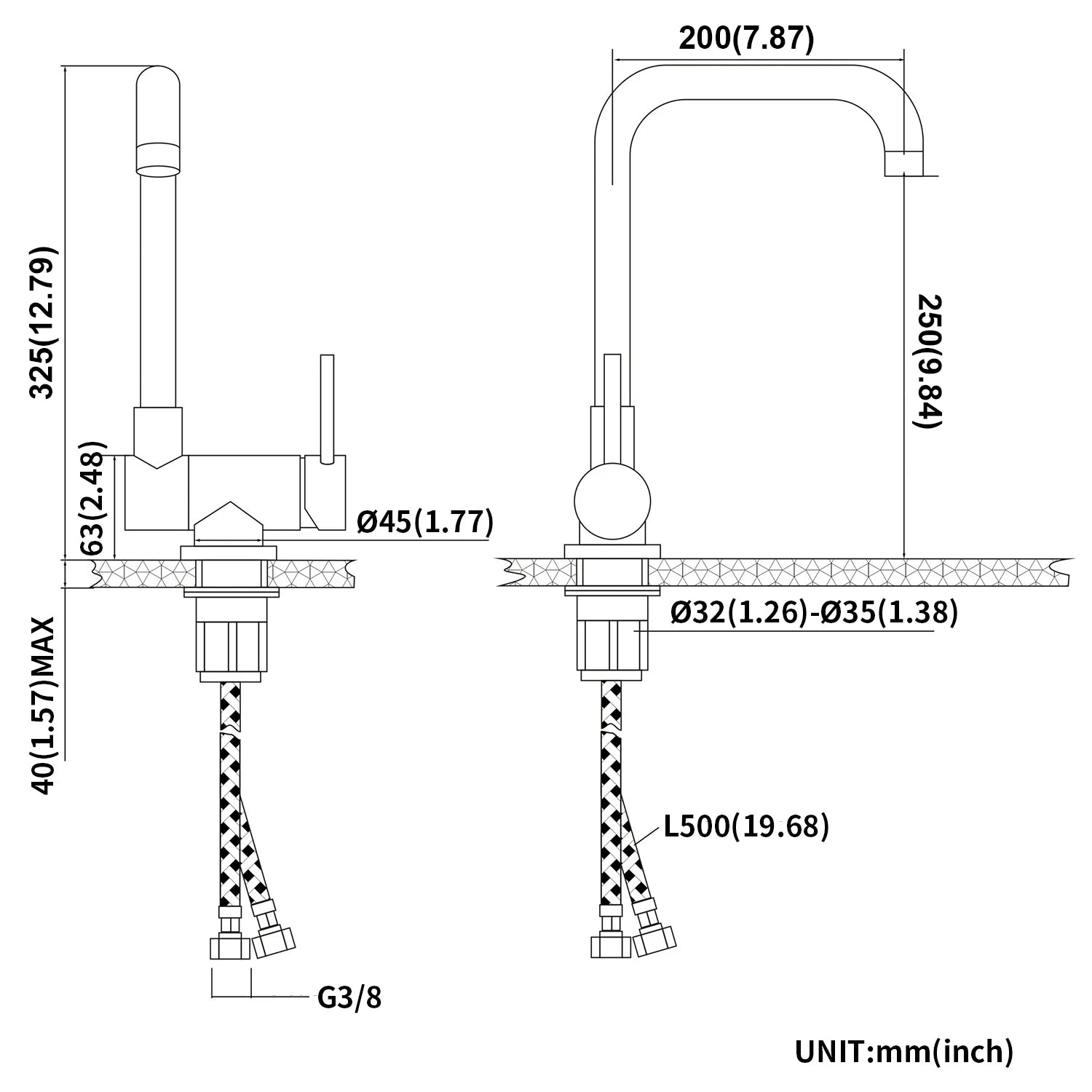 Foldable Kitchen Faucet with 2 Jets, Black 180° Foldable Kitchen Mixer Under the Window, 360° Swivel Foldable Tap, Foldable Mixer
