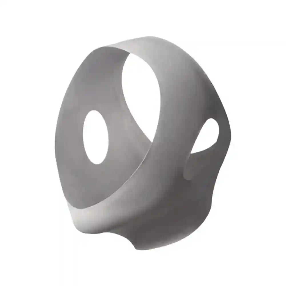 Light gray, soft-touch V-shaped face shaper mask with ear cutouts for lifting and contouring the jawline.