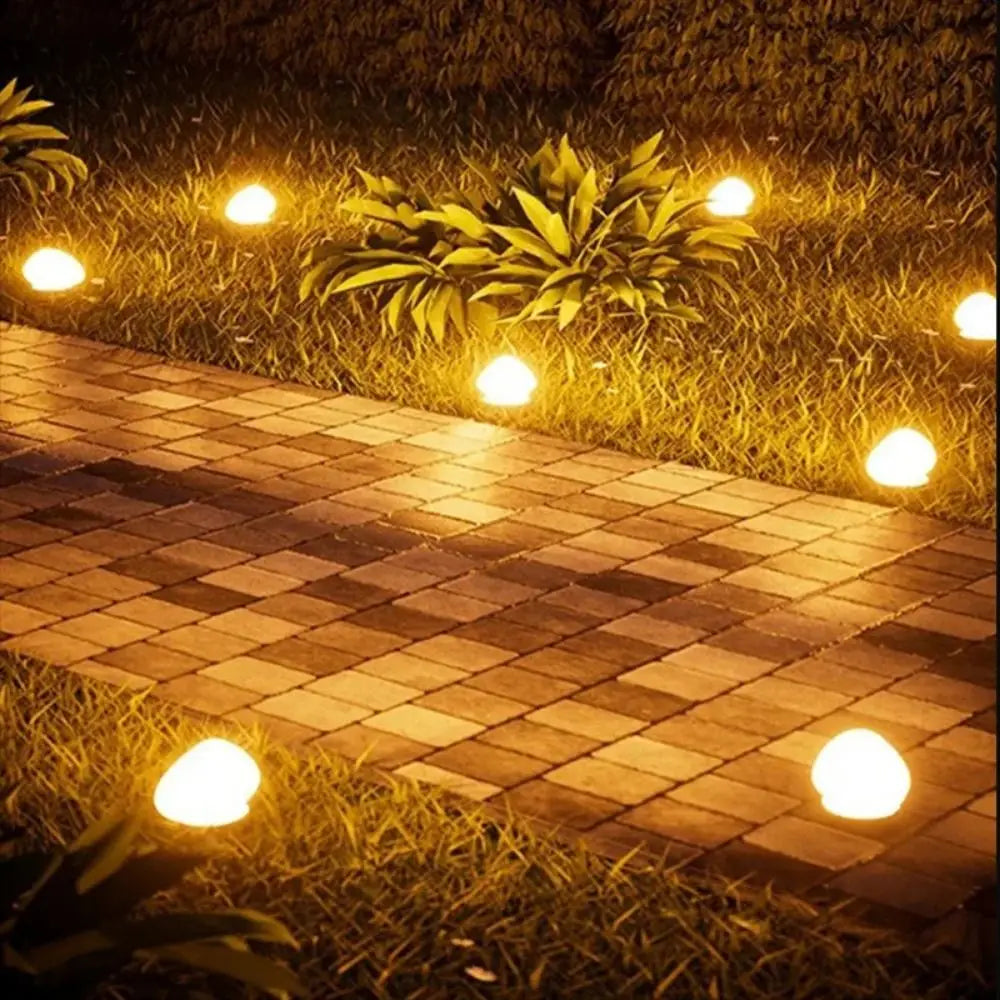 Solar Stone Light Frosted Glass Ground Lamp Outdoor Waterproof Lantern for Garden Green Light Lawn Courtyard Decorative Lamp