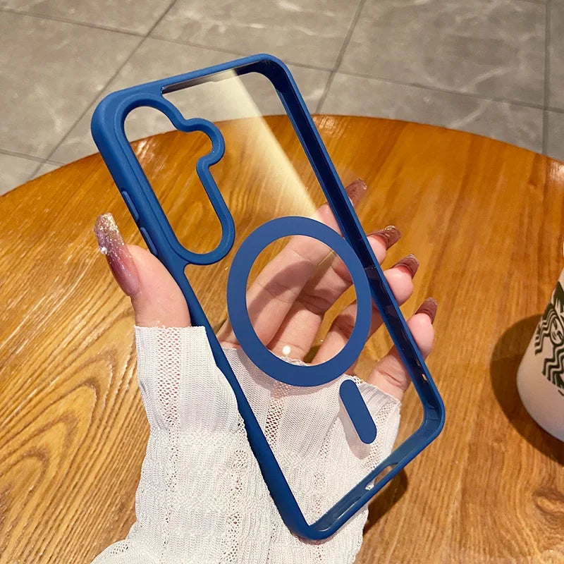 Magnetic Wireless Charging Phone Case for Samsung - Shockproof Cover Dark Blue Tidesmit