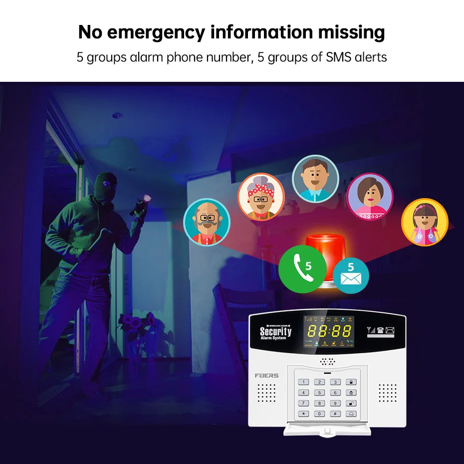 Fuers WIFI 4G 2G GSM Alarm System work with Tuya SmartBurglar Alarm Wireless Wired Security Zone Link Alexa Google Motion Sensor