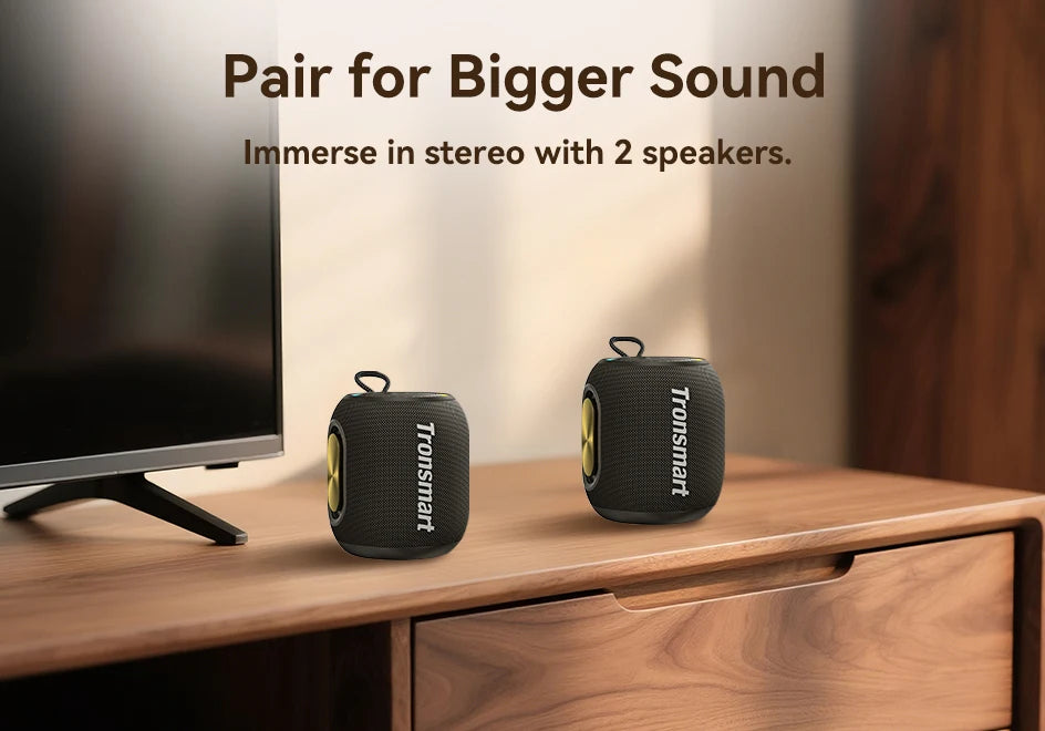 Tronsmart T8 Mini Speaker Bluetooth Speaker with 360 Degree Audio, 20H Playtime,IPX7 Waterproof, APP Control for Camping, Hiking