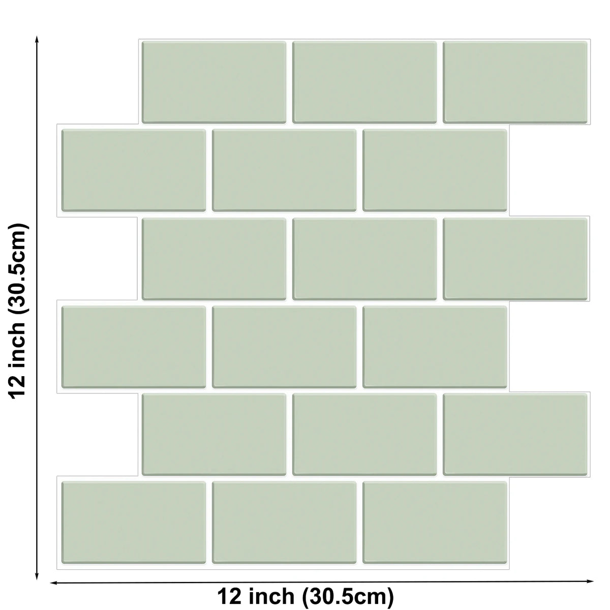 3D brick peel-and-stick wall sticker sheet set, sage green rectangular brick pattern