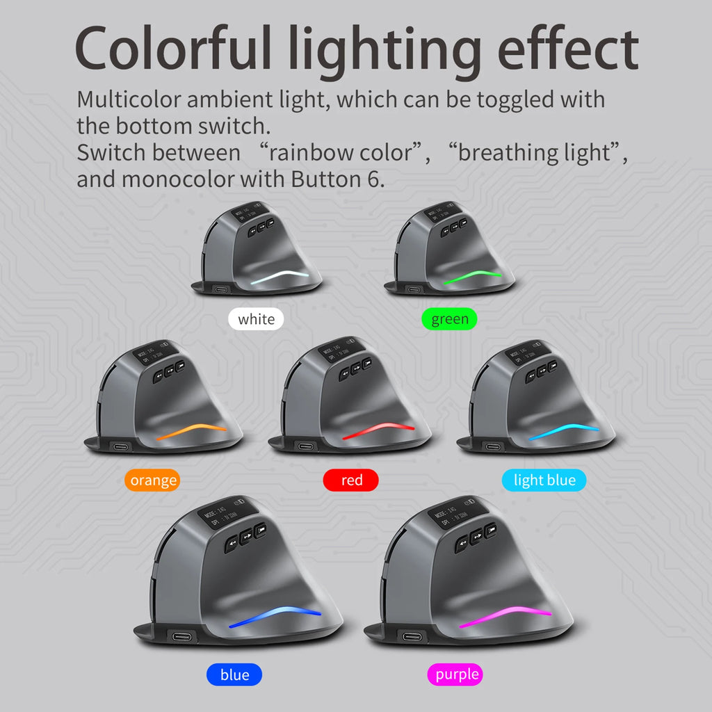ZELOTES F-26C Mouse Rechargeable display dual-mode wireless mouse with silent 2.4GHz BT gray mouse