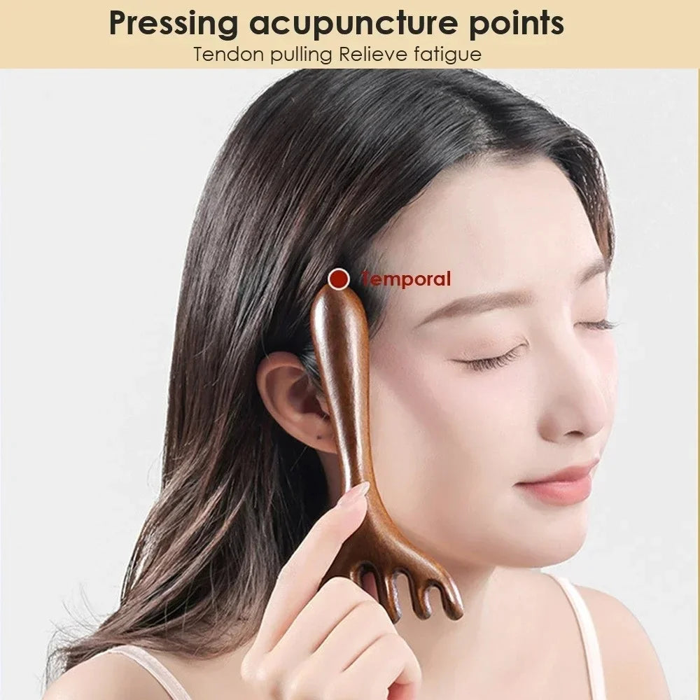 Wooden Meridian Massage Comb | Six-Claw Anti-Static Scalp Relaxation Tool Relaxation Treatment Tidesmit