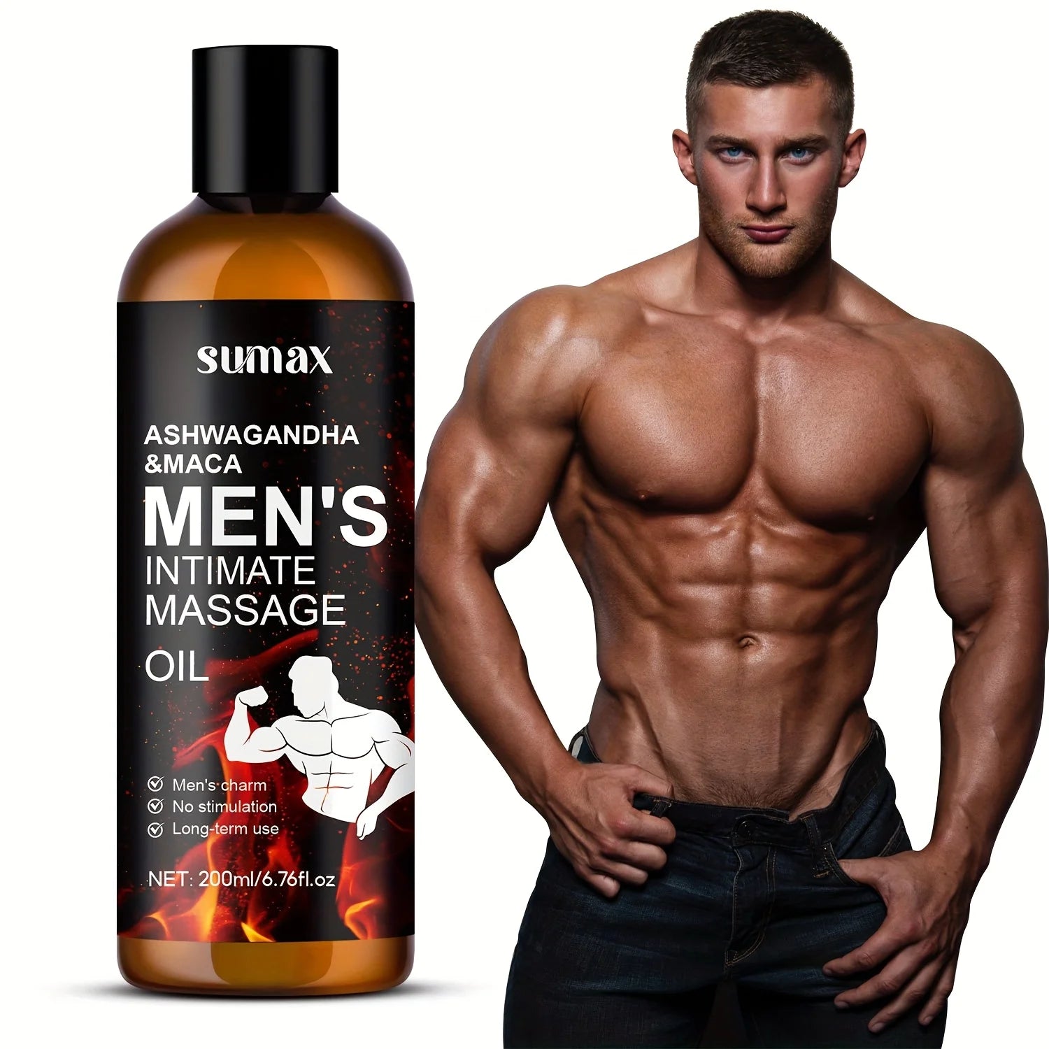 Ashwagandha & Mocha Men'S Massage Oil - Hydrating,Alcohol-Free, Non-Greasy Formula for Lasting Moisture,Ideal for All Skin Type