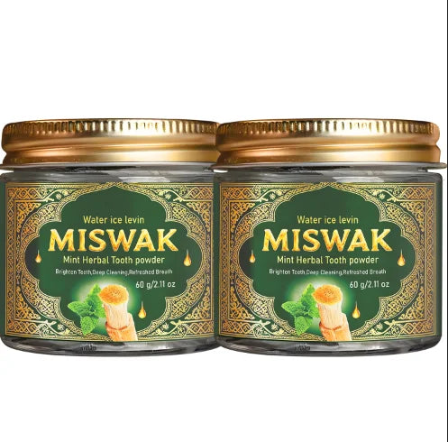 Tidesmit Miswak Mint herbal tooth powder for teeth whitening and deep cleansing with collagen and hyaluronic acid