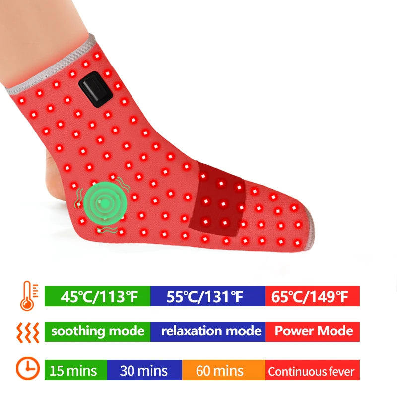Red Light Heated Ankle Wrap for Targeted Pain Relief and Recovery Relaxation Treatment Tidesmit