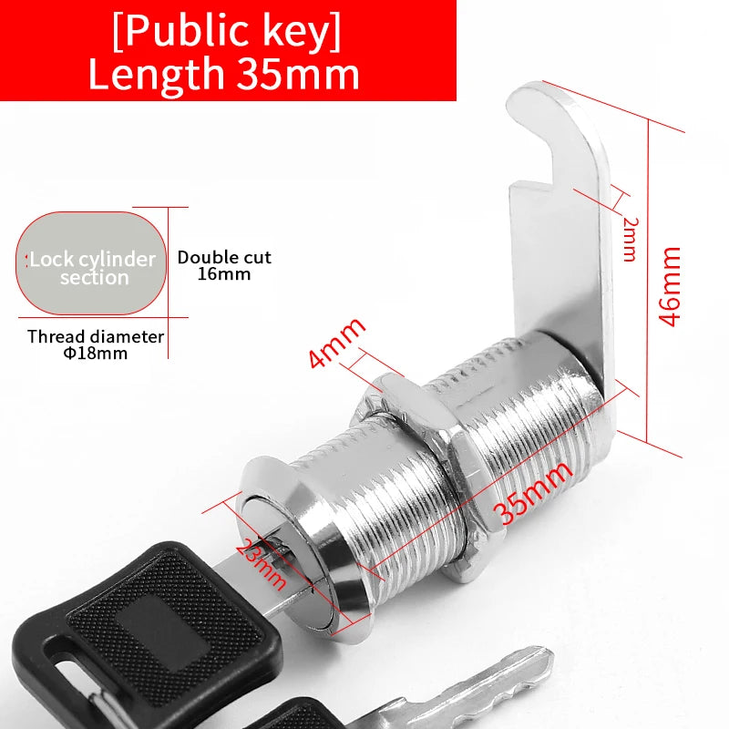 5/20SETS Metal Cylinder Cabinet Security Locker Cam Lock With 2 Keys Same Key Different Key Security Mailbox Lock Drawer 16mm